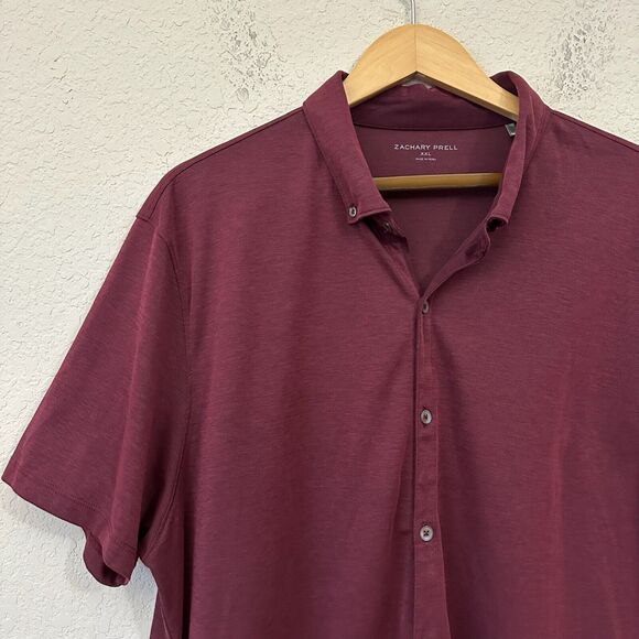 NWOT ZACHARY PRELL Performance Golf Polo Short Sleeve in Burgundy - Picture 2 of 8